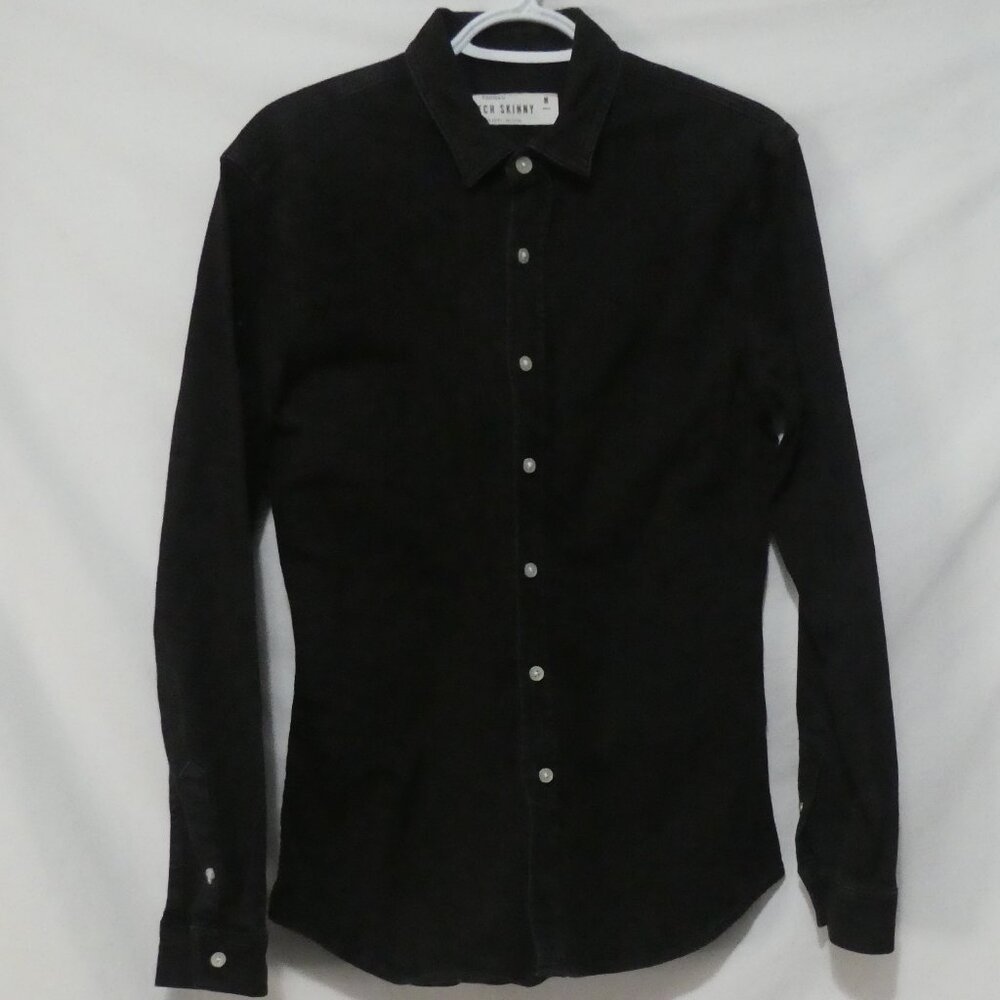 TOPMAN - Stretch - Skinny | medium | Stylish Black Long Sleeve Slim Fit Shirt